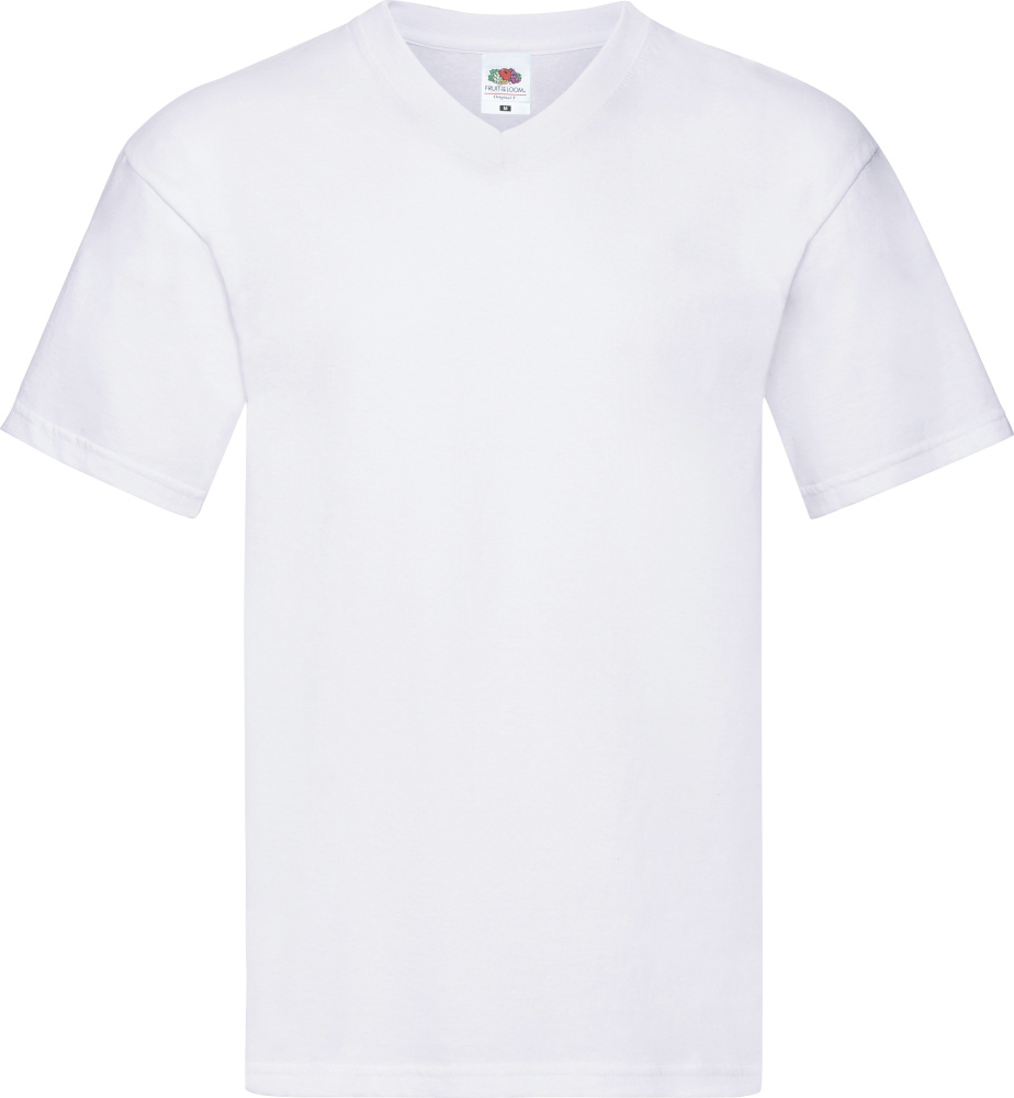 Men s Original V Neck T Shirt white for embroidery and printing Fruit of the Loom T Shirts StickX Textilveredelung